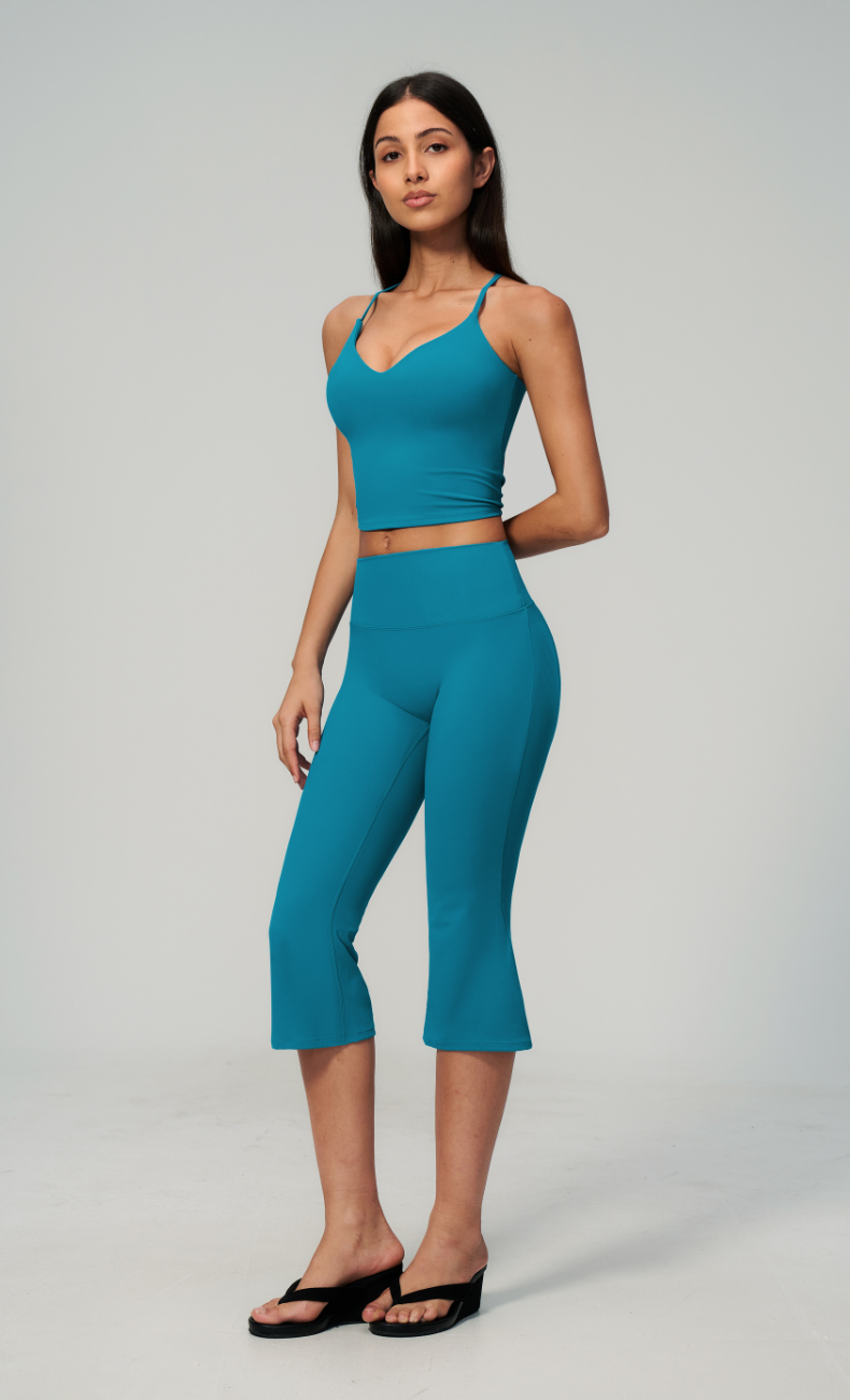 Leah V-Neck Cami Capri Flare Workout Set