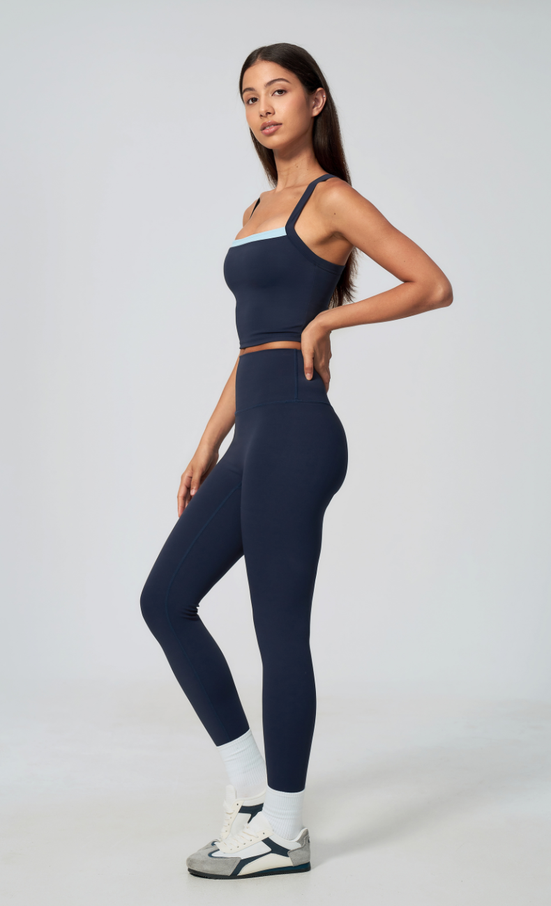 Darcy Contrast Trim Cross Back Leggings Workout Set