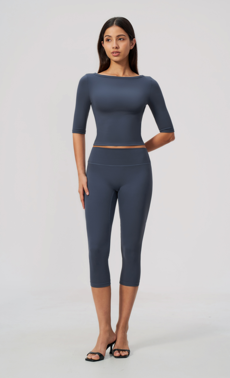 Taylor Boat Neck High Waisted Capri Workout Set