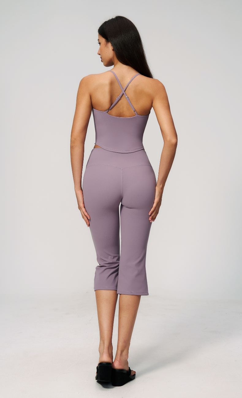 Leah V-Neck Cami Capri Flare Workout Set
