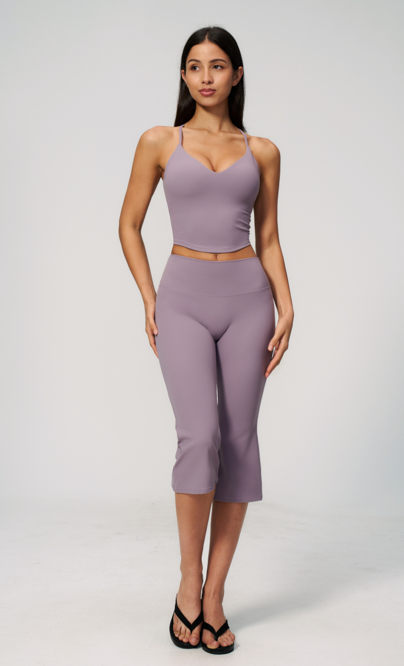 Leah V-Neck Cami Capri Flare Workout Set