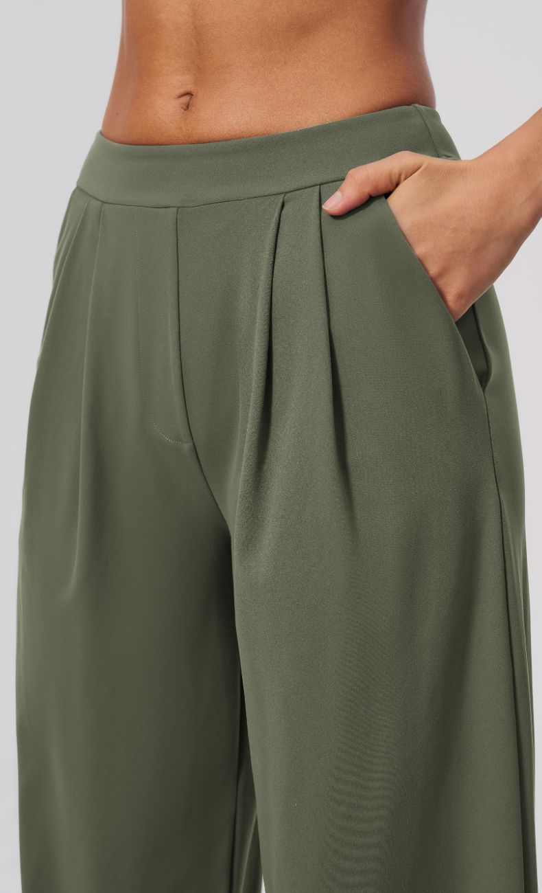 Taylor Boat Neck Pleated Wide Leg Pants Set