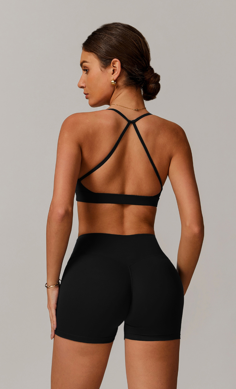 Juliette Ruched V-Neck Y-Back Sports Bra