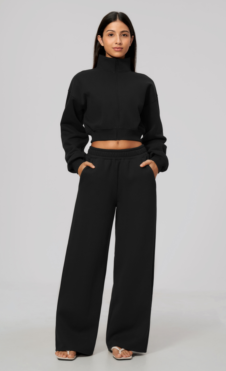 Hailey Cotton Blend Stand Collar Cropped Jacket