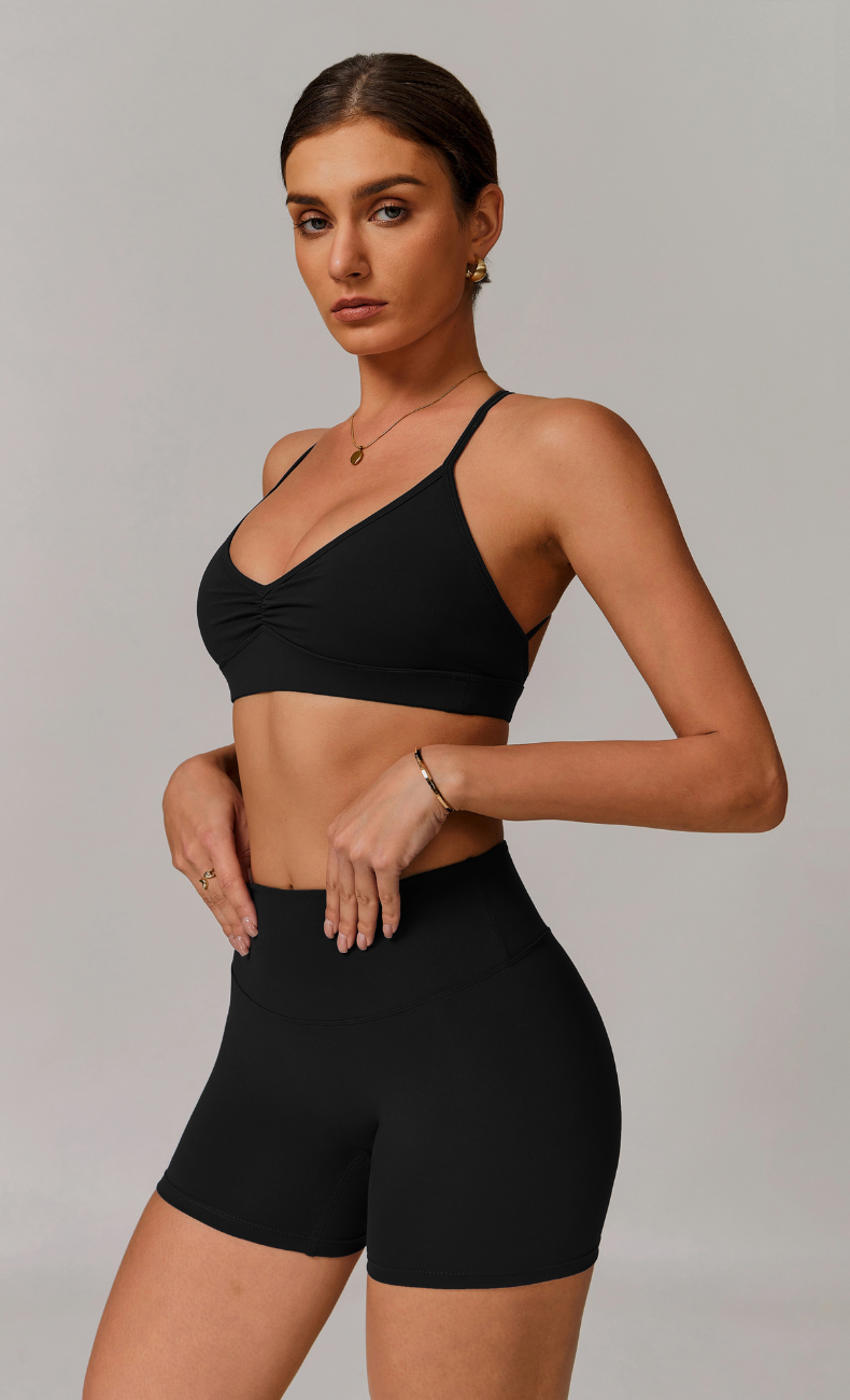 Juliette Ruched V-Neck Y-Back Sports Bra