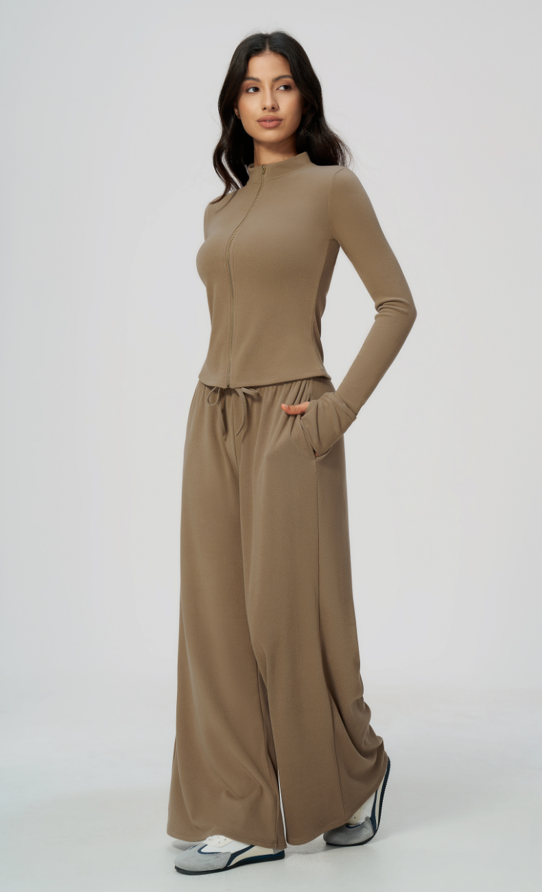 Tatiana Stand Collar Full-Zip Fitted Jacket