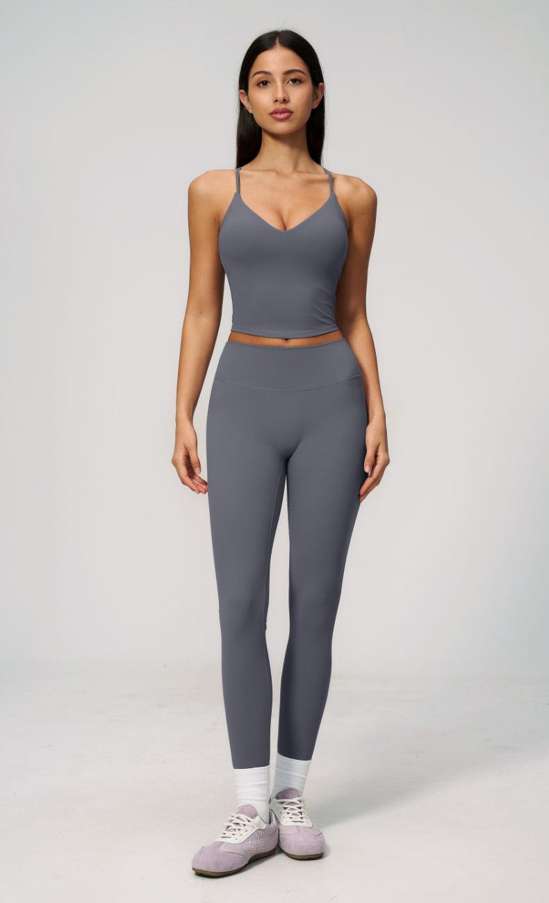Leah V-Neck Cami High Waisted Leggings Workout Set