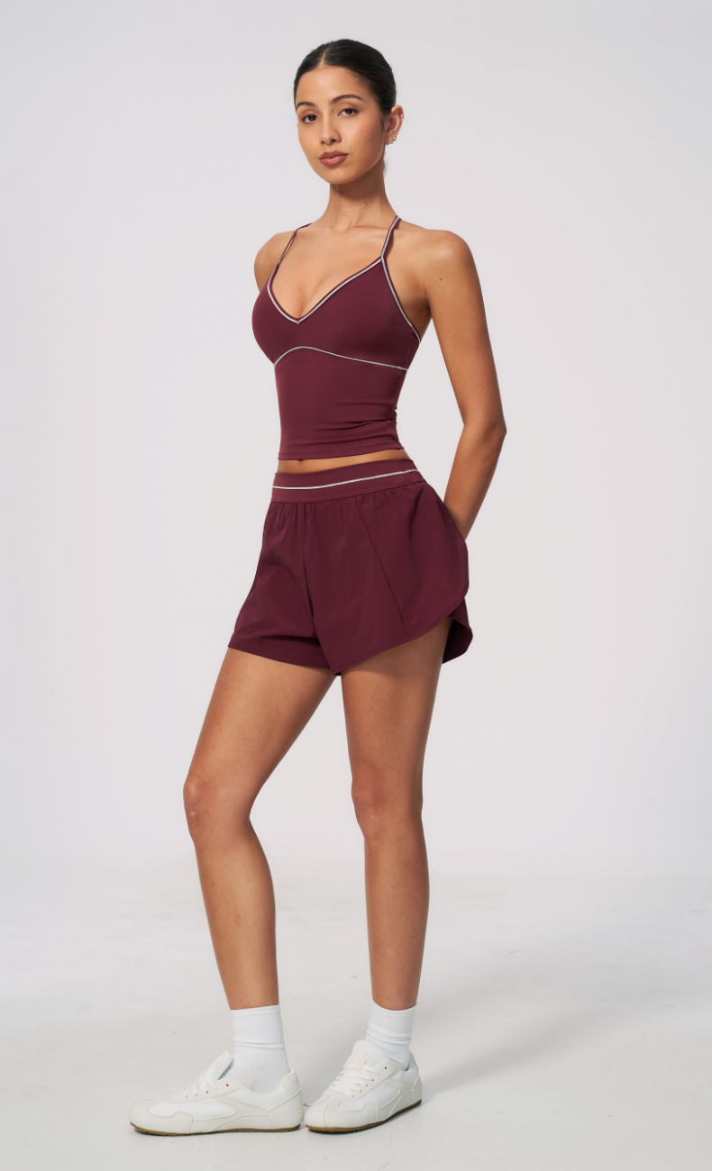 Arielle V-Neck Cami Flowy Shorts Workout Set