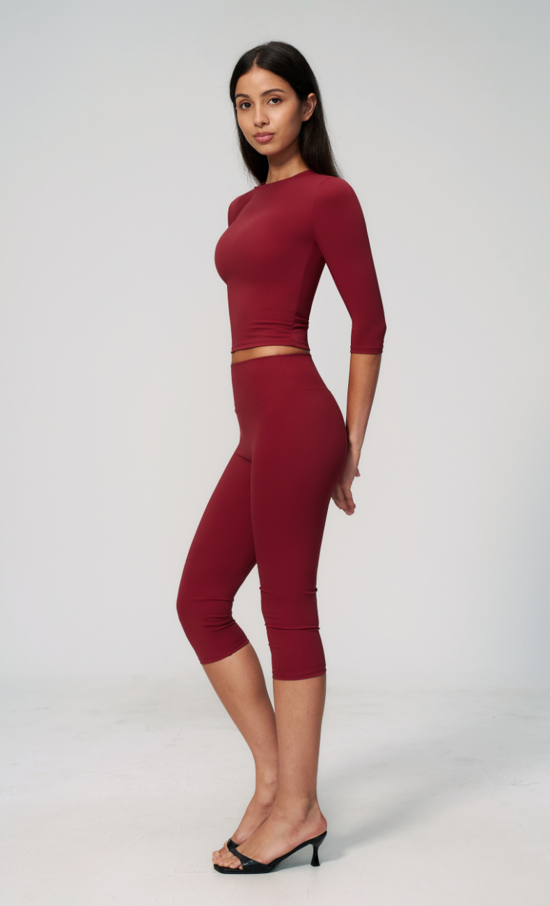 Alexandra 3/4 Sleeve High Waisted Capri Leggings Workout Set