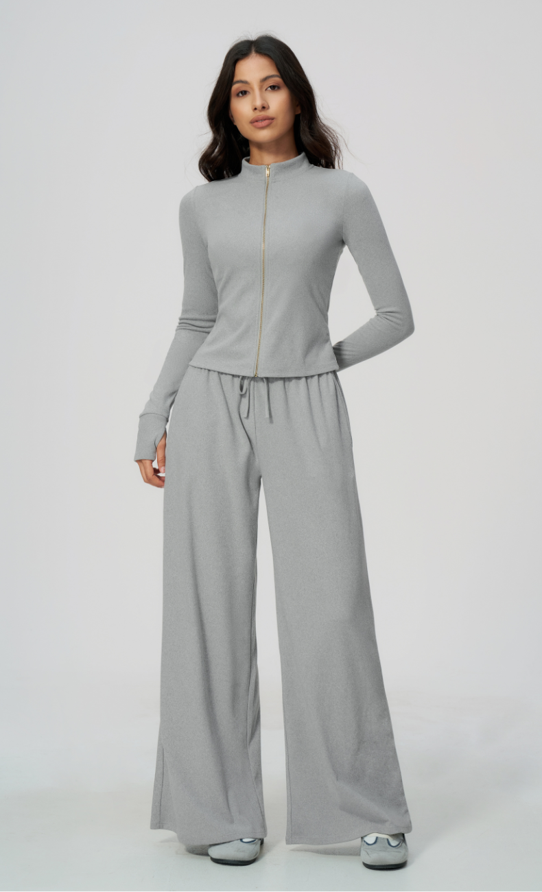 Tatiana Stand Collar Full-Zip Fitted Jacket
