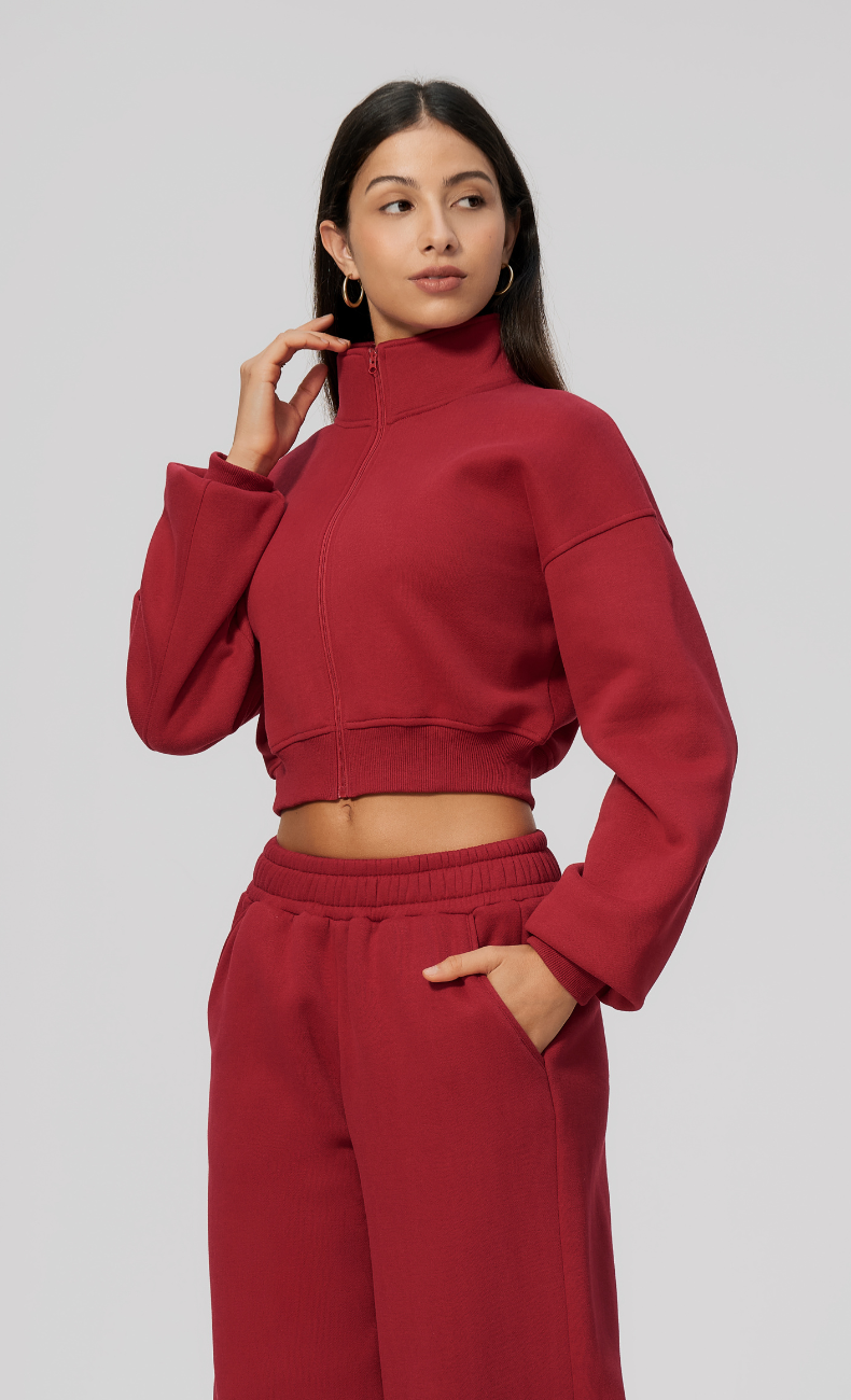 Hailey Cotton Blend Stand Collar Cropped Jacket
