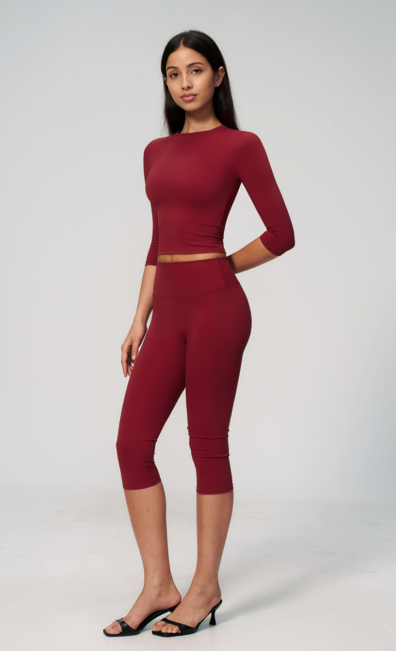 Alexandra 3/4 Sleeve High Waisted Capri Leggings Workout Set