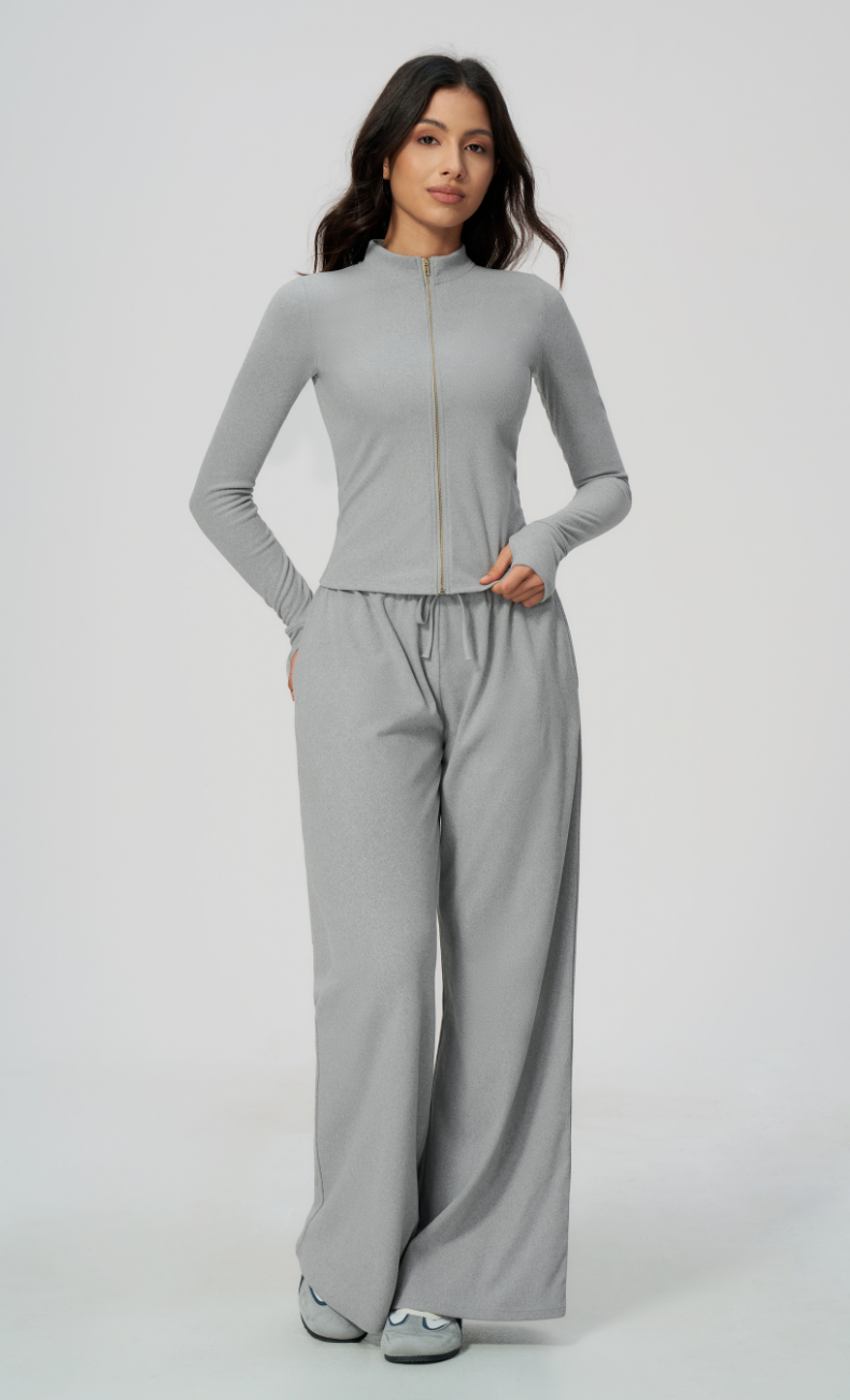 Tatiana Stand Collar Full-Zip Fitted Jacket