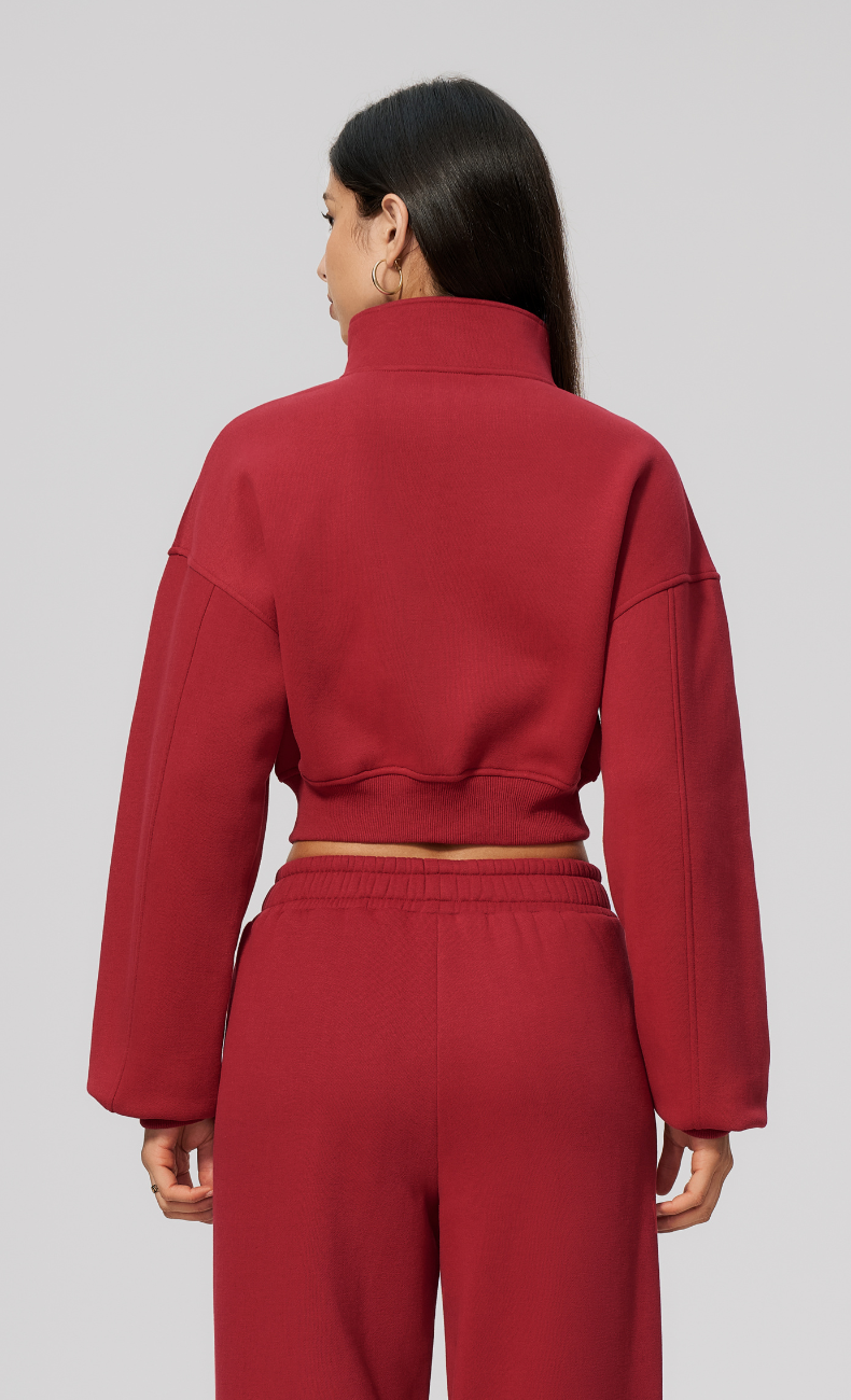 Hailey Cotton Blend Stand Collar Cropped Jacket