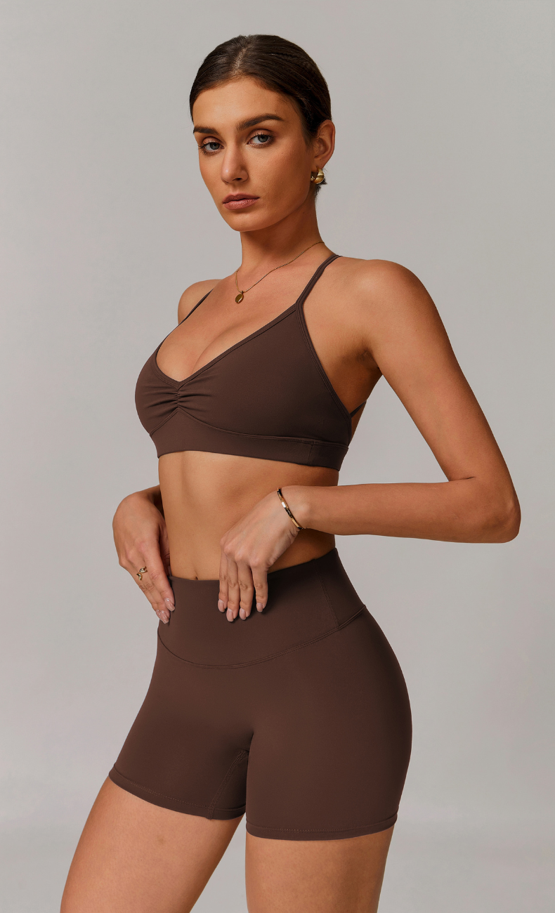 Juliette Ruched V-Neck Y-Back Sports Bra
