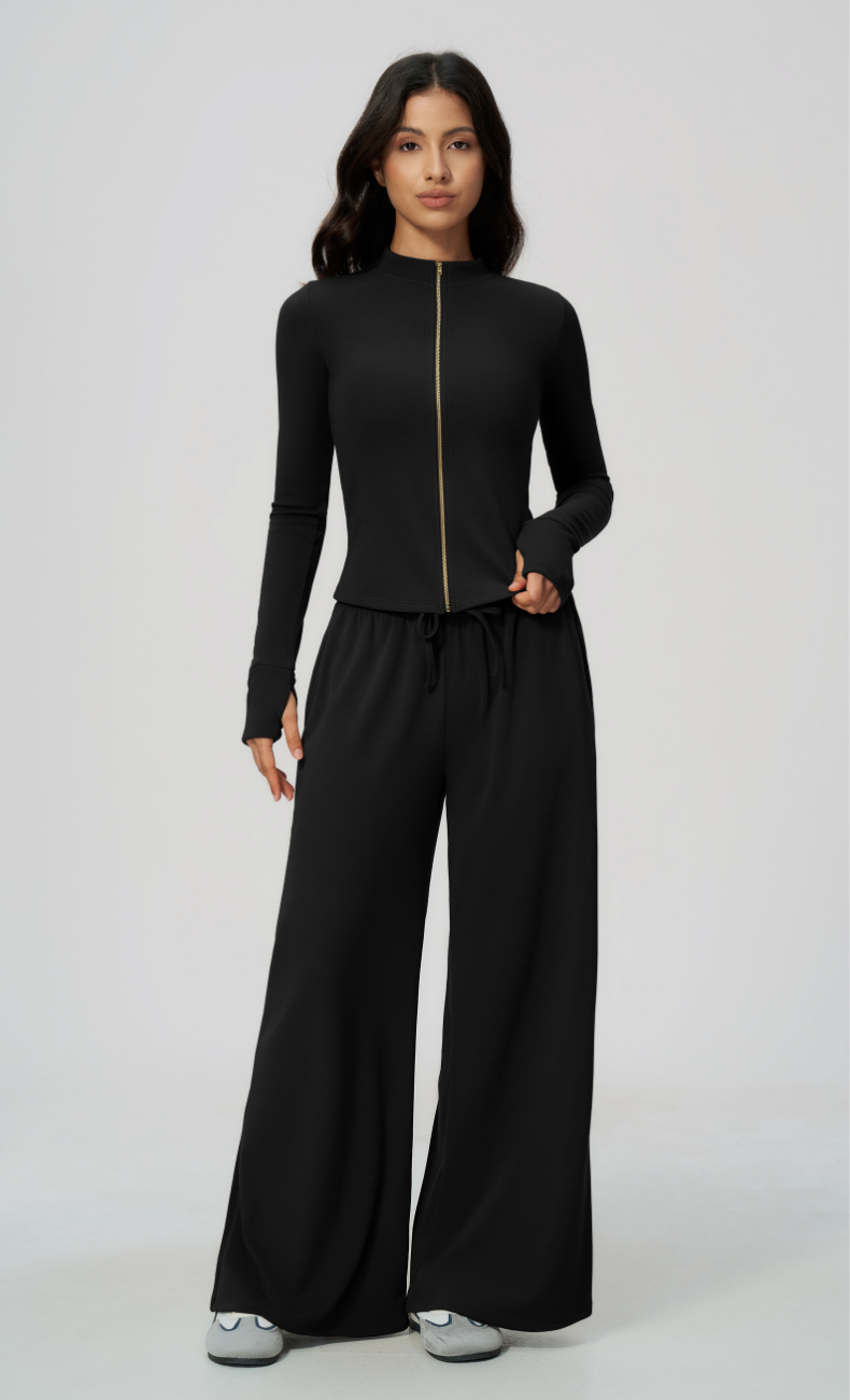 Tatiana Stand Collar Full-Zip Fitted Jacket