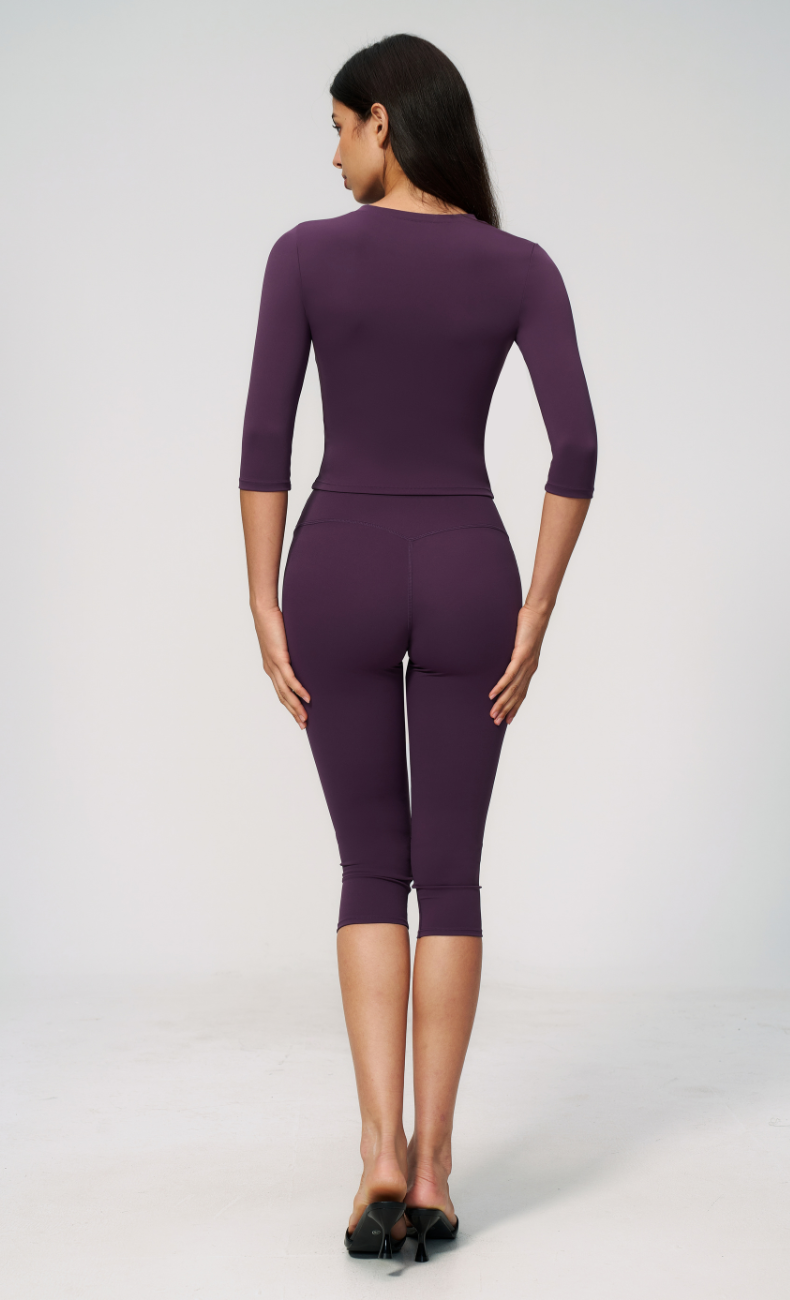 Alexandra 3/4 Sleeve High Waisted Capri Leggings Workout Set