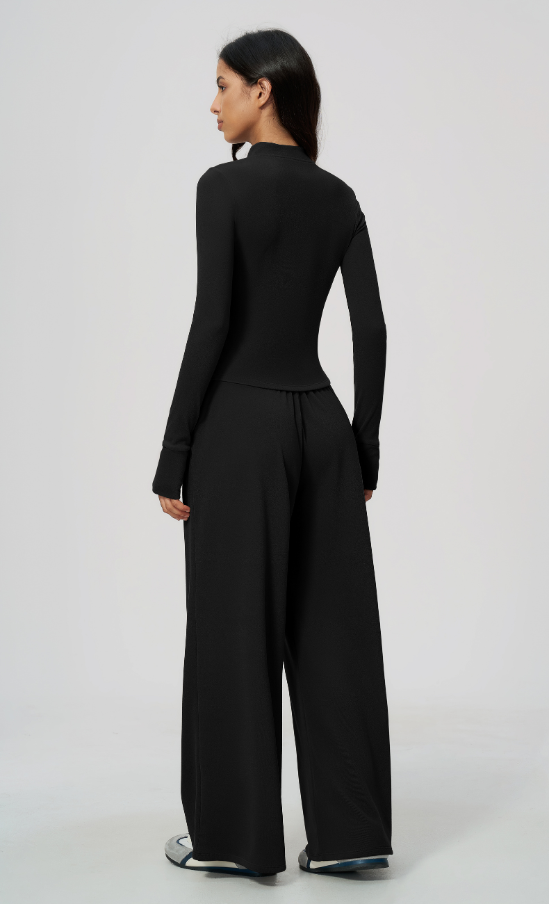 Tatiana Stand Collar Full-Zip Fitted Jacket