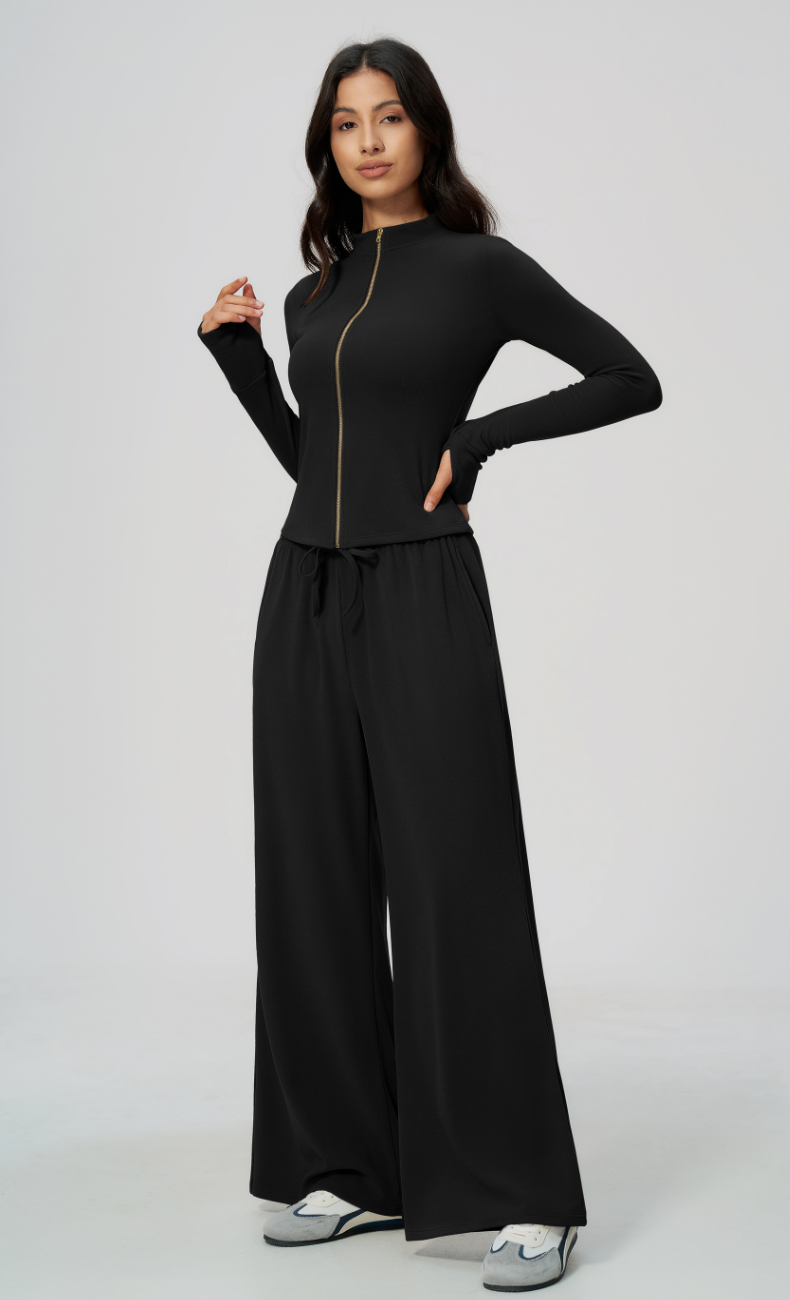 Tatiana Stand Collar Full-Zip Fitted Jacket