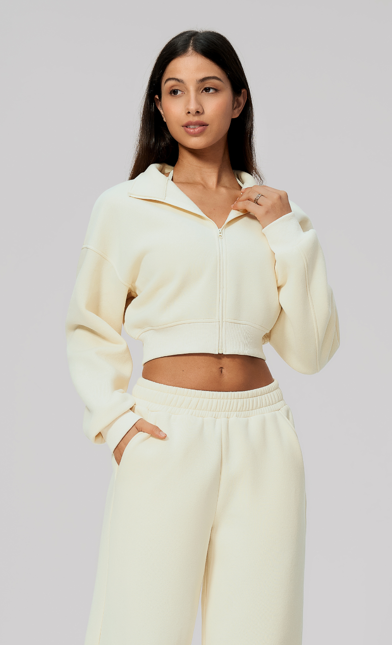 Hailey Cotton Blend Stand Collar Cropped Jacket