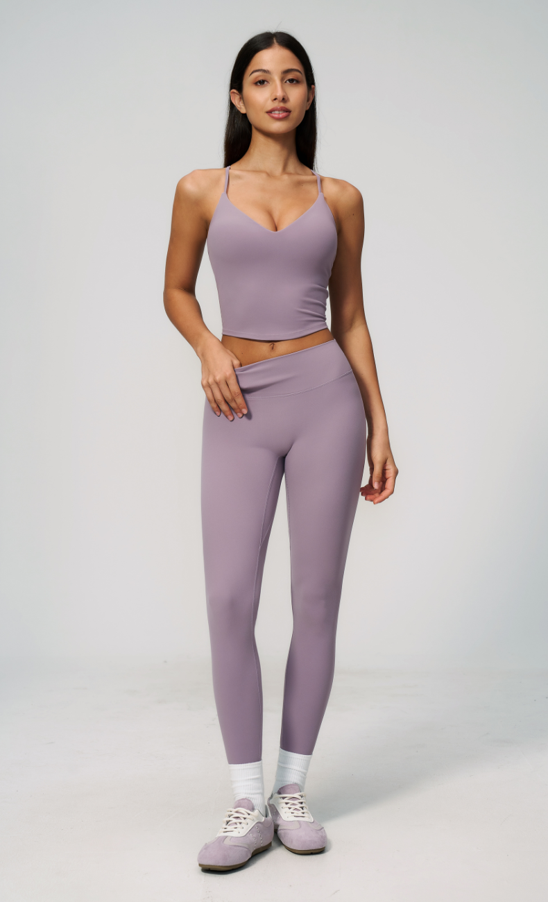 Leah V-Neck Cami High Waisted Leggings Workout Set