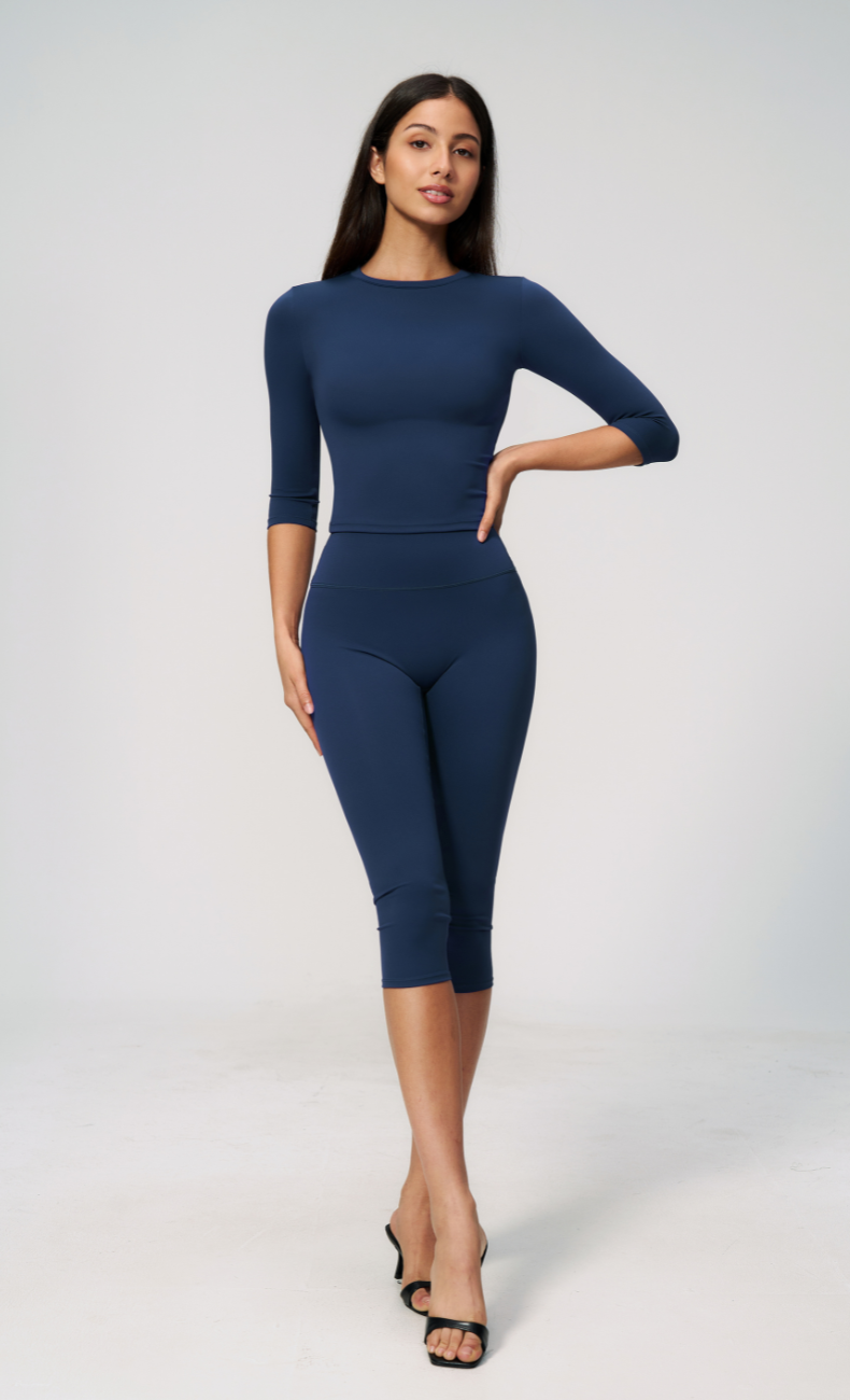 Alexandra 3/4 Sleeve High Waisted Capri Leggings Workout Set