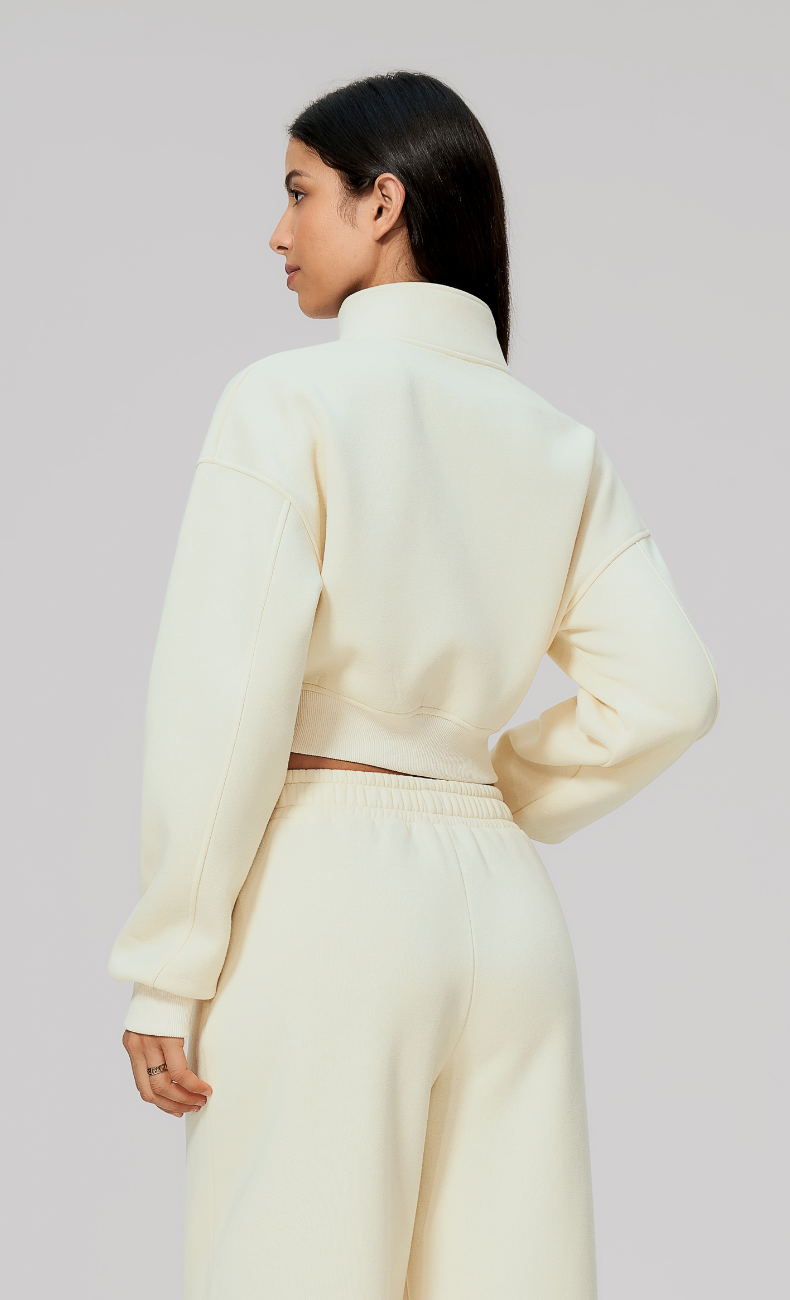 Hailey Cotton Blend Stand Collar Cropped Jacket