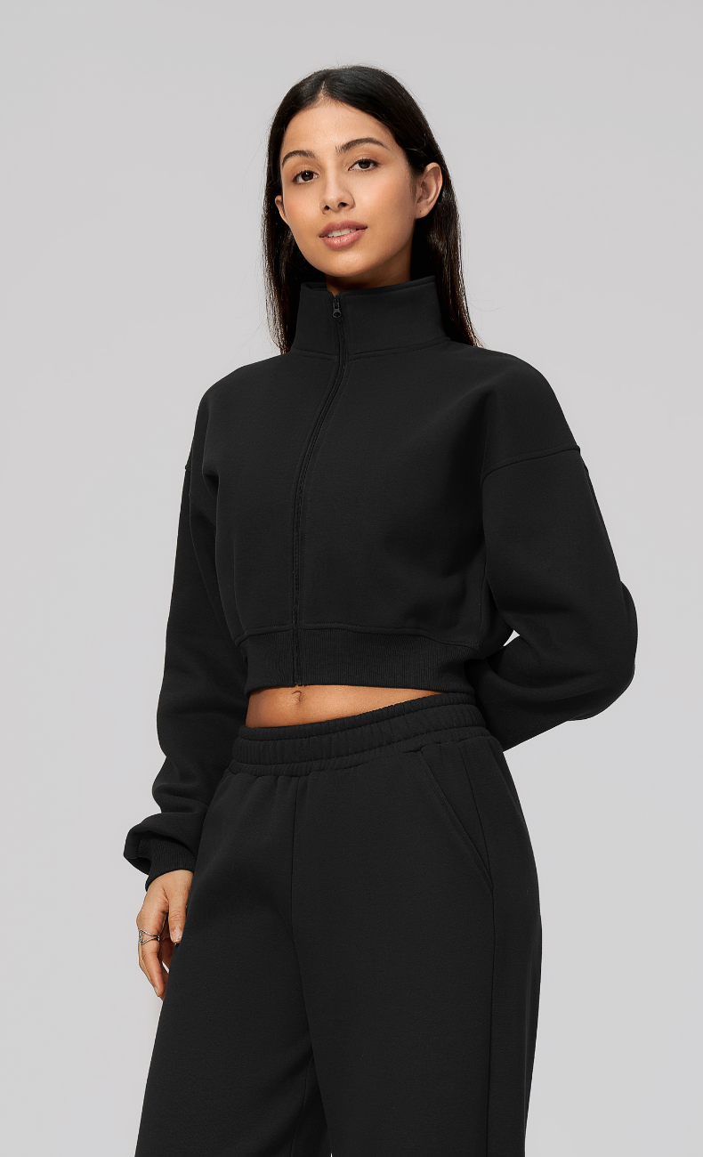 Hailey Cotton Blend Stand Collar Cropped Jacket