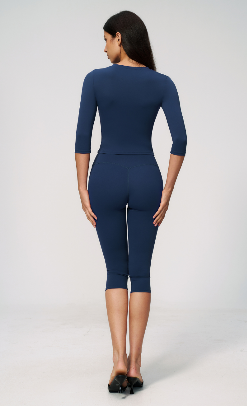 Alexandra 3/4 Sleeve High Waisted Capri Leggings Workout Set