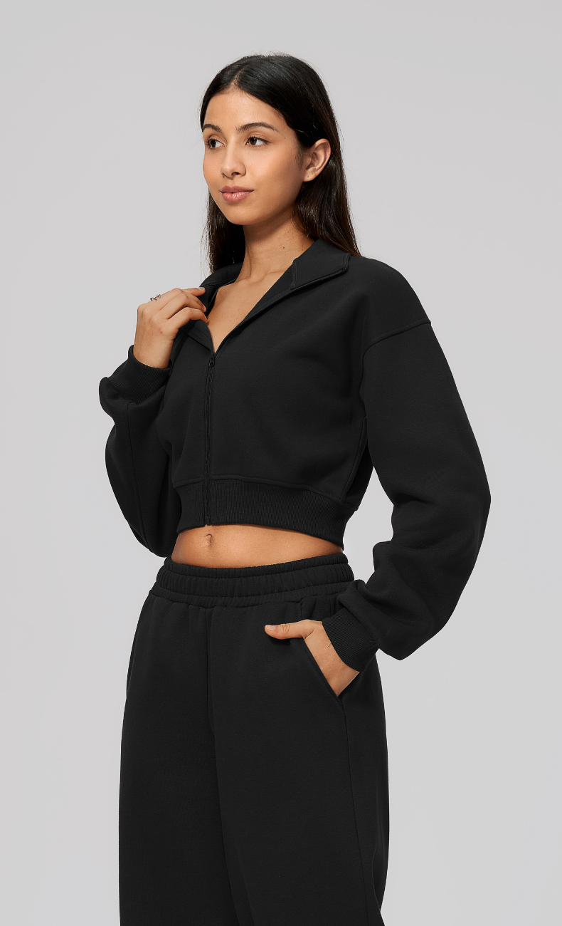 Hailey Cotton Blend Stand Collar Cropped Jacket