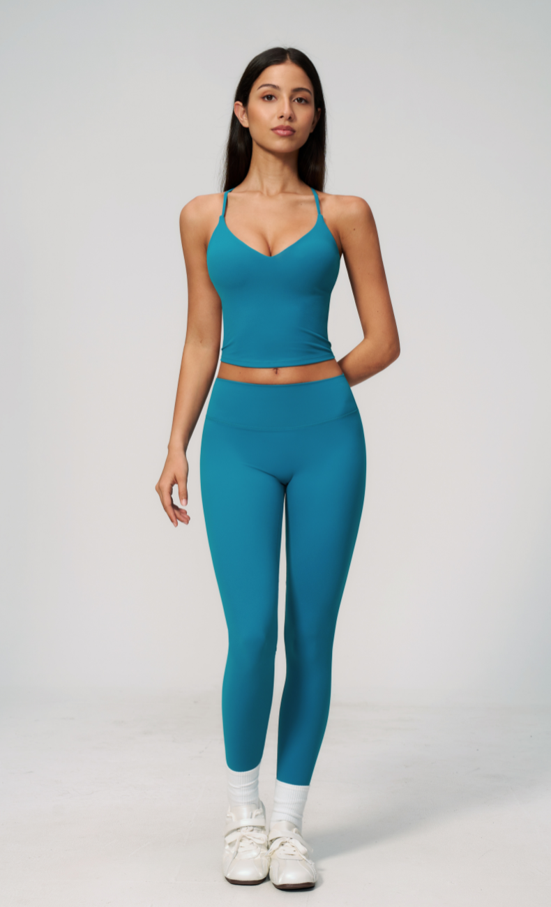 Leah V-Neck Cami High Waisted Leggings Workout Set