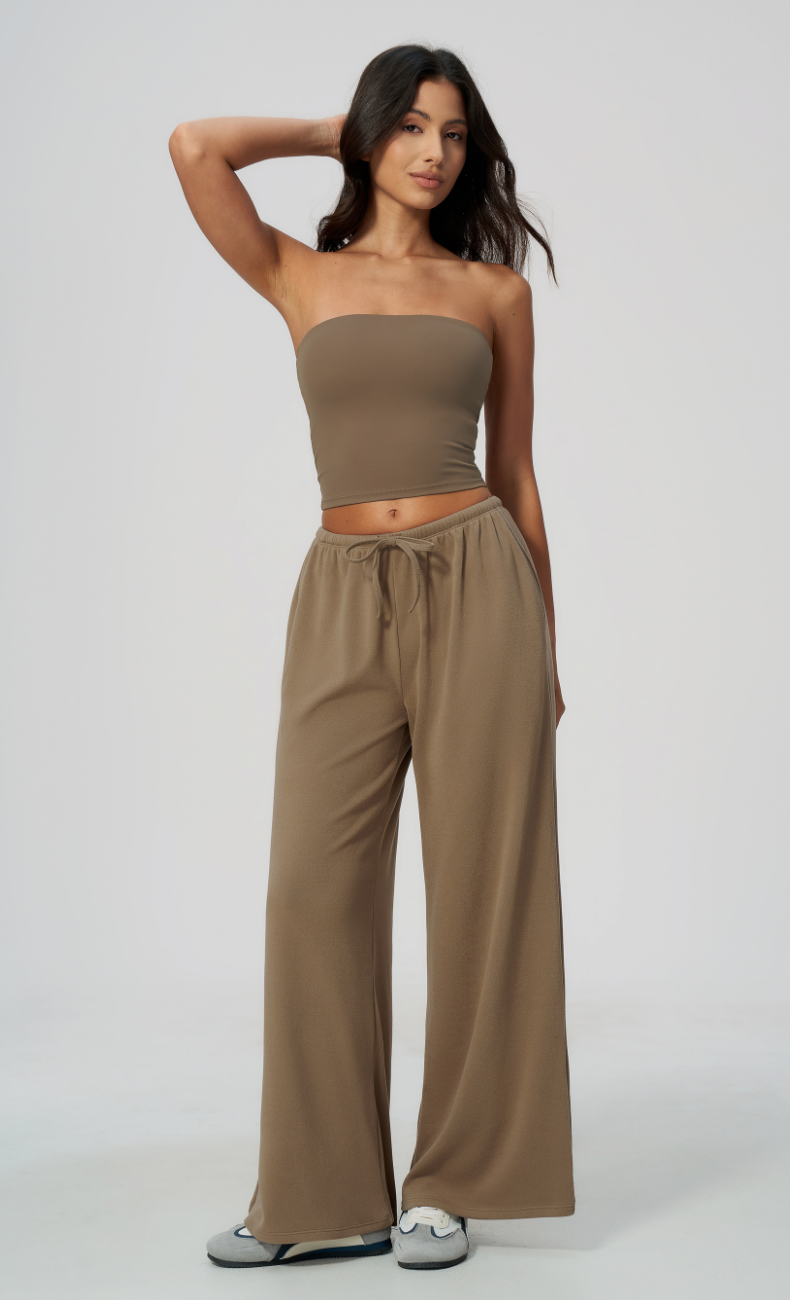 Tatiana Brushed Ribbed Wide Leg Lounge Pant