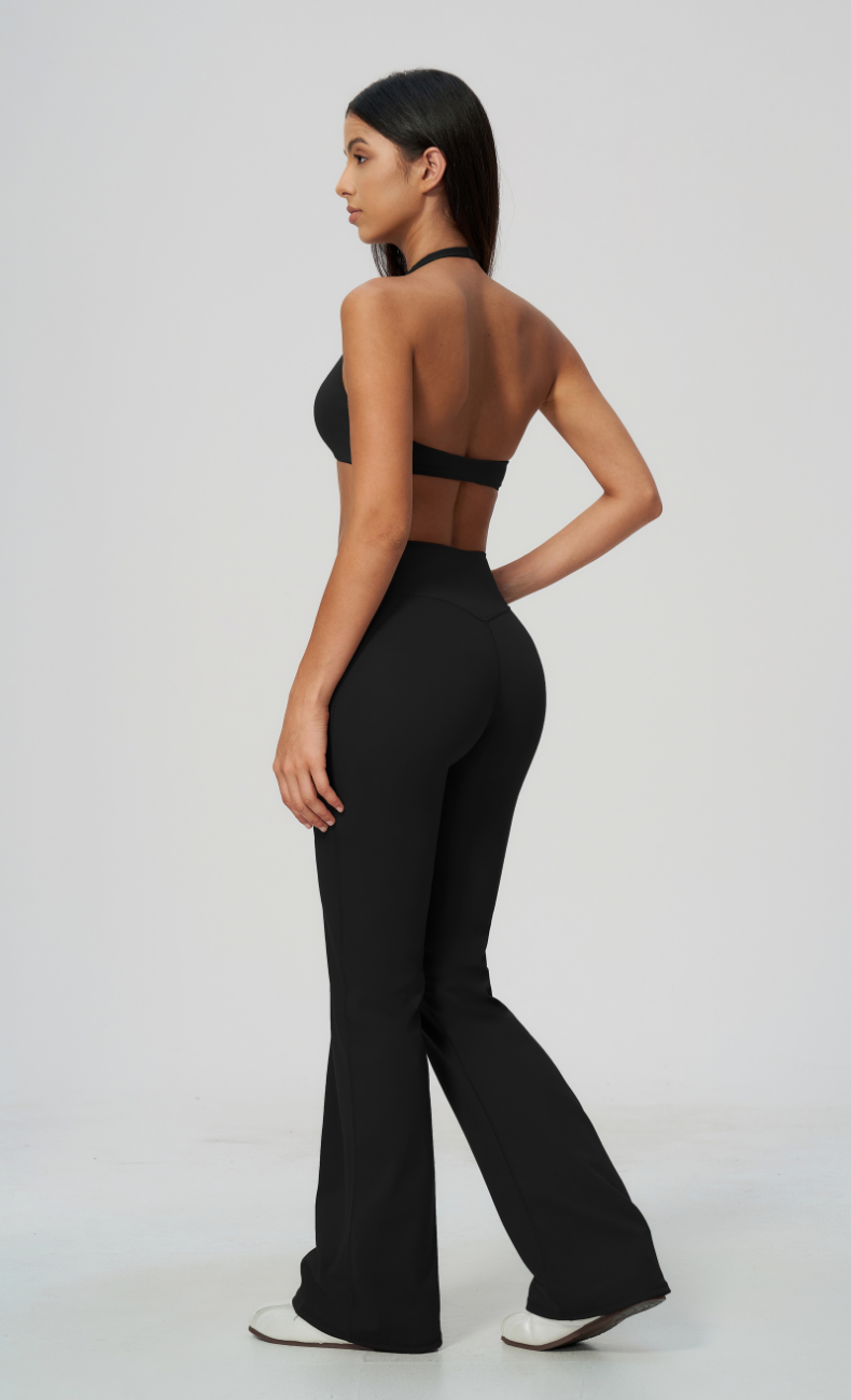 Dolce V-Neck Halter High Waisted Flare Leggings Workout Set