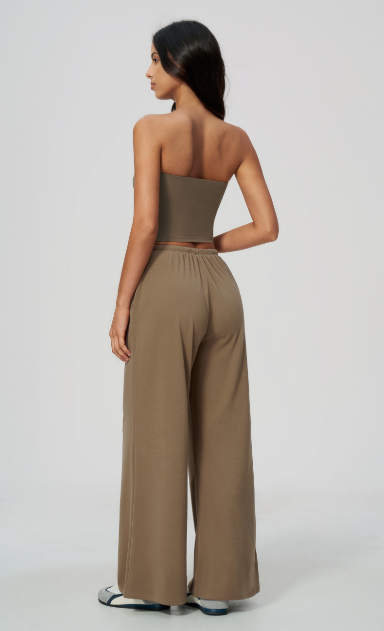 Tatiana Brushed Ribbed Wide Leg Lounge Pant