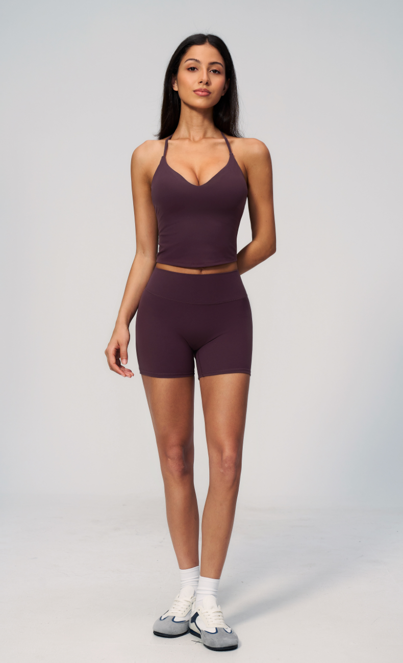 Leah V-Neck Cami High Waisted Shorts Workout Set