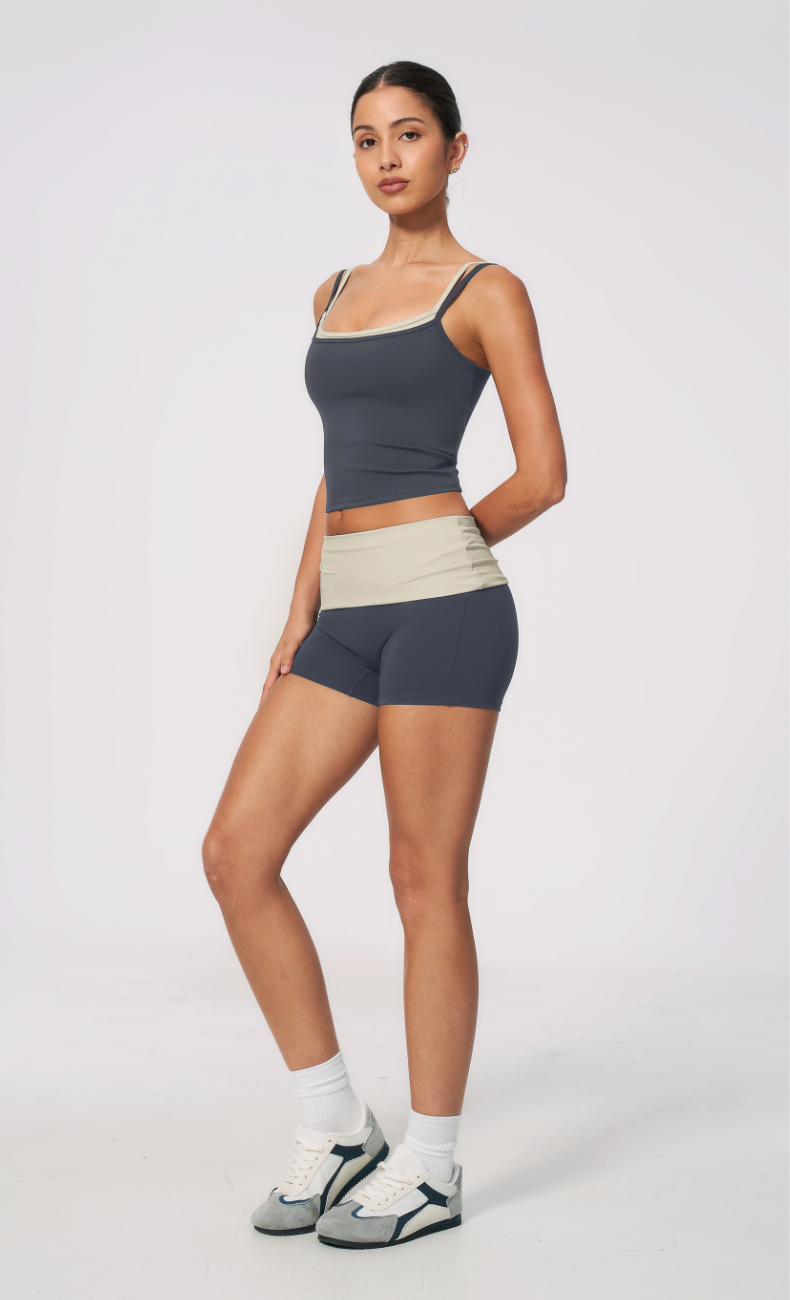 Mary Layered Cami Foldover Shorts Workout Set