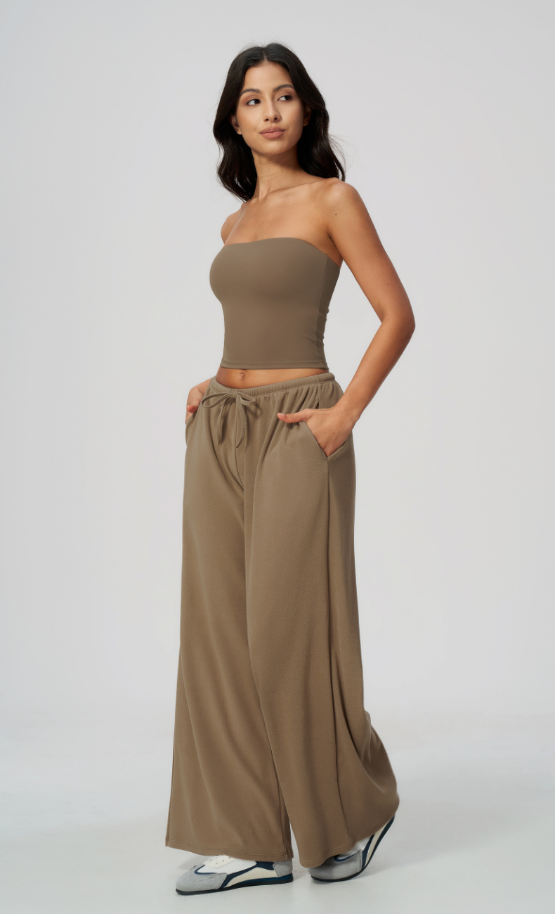 Tatiana Brushed Ribbed Wide Leg Lounge Pant