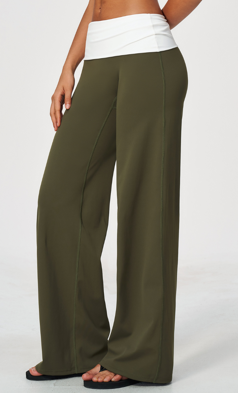 Mary Contrast Foldover Waist Wide Leg Pant