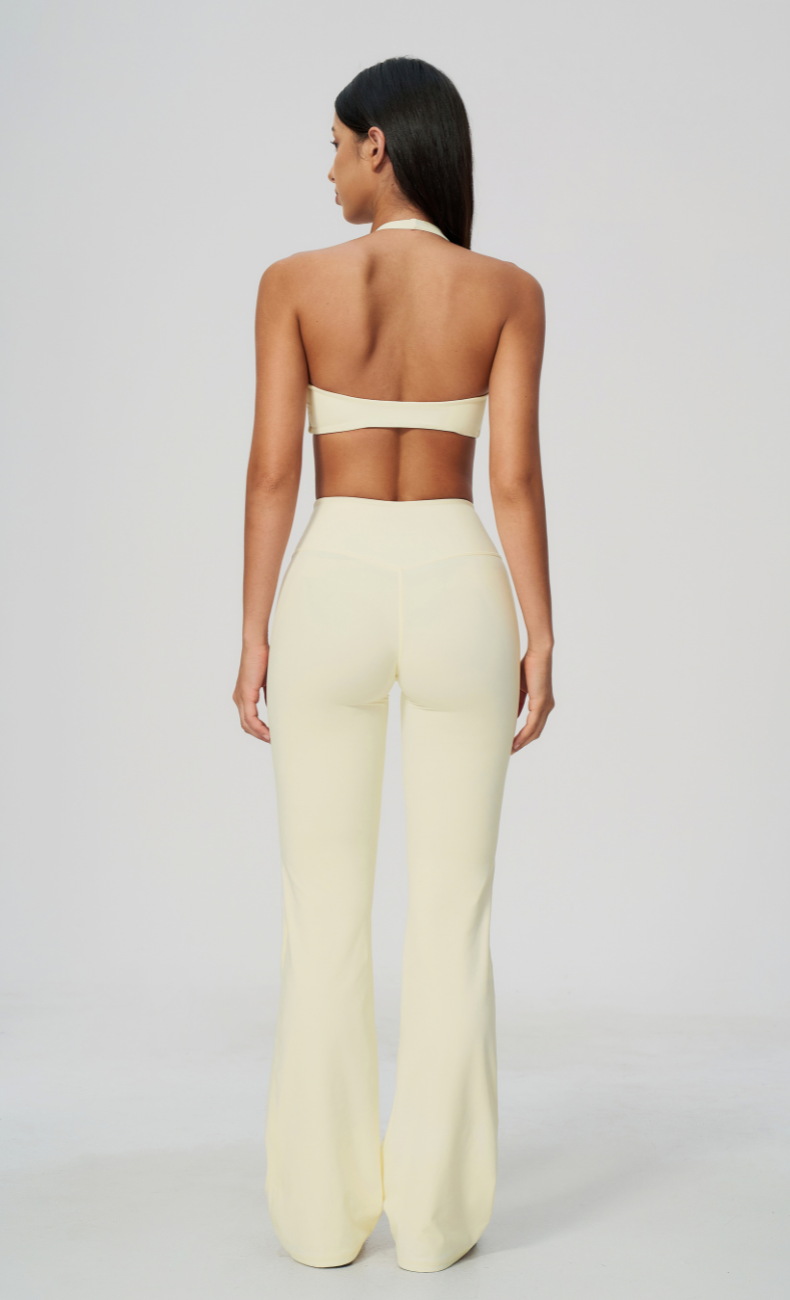 Dolce V-Neck Halter High Waisted Flare Leggings Workout Set