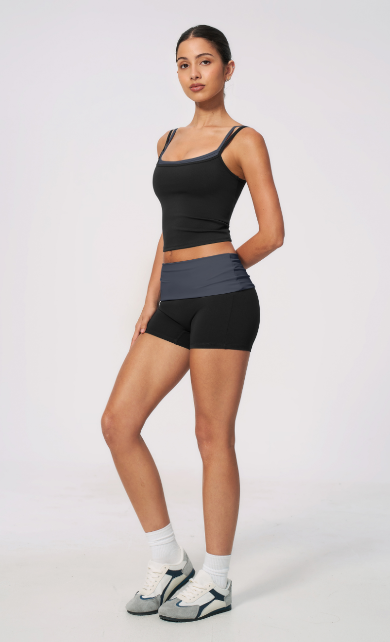 Mary Layered Cami Foldover Shorts Workout Set