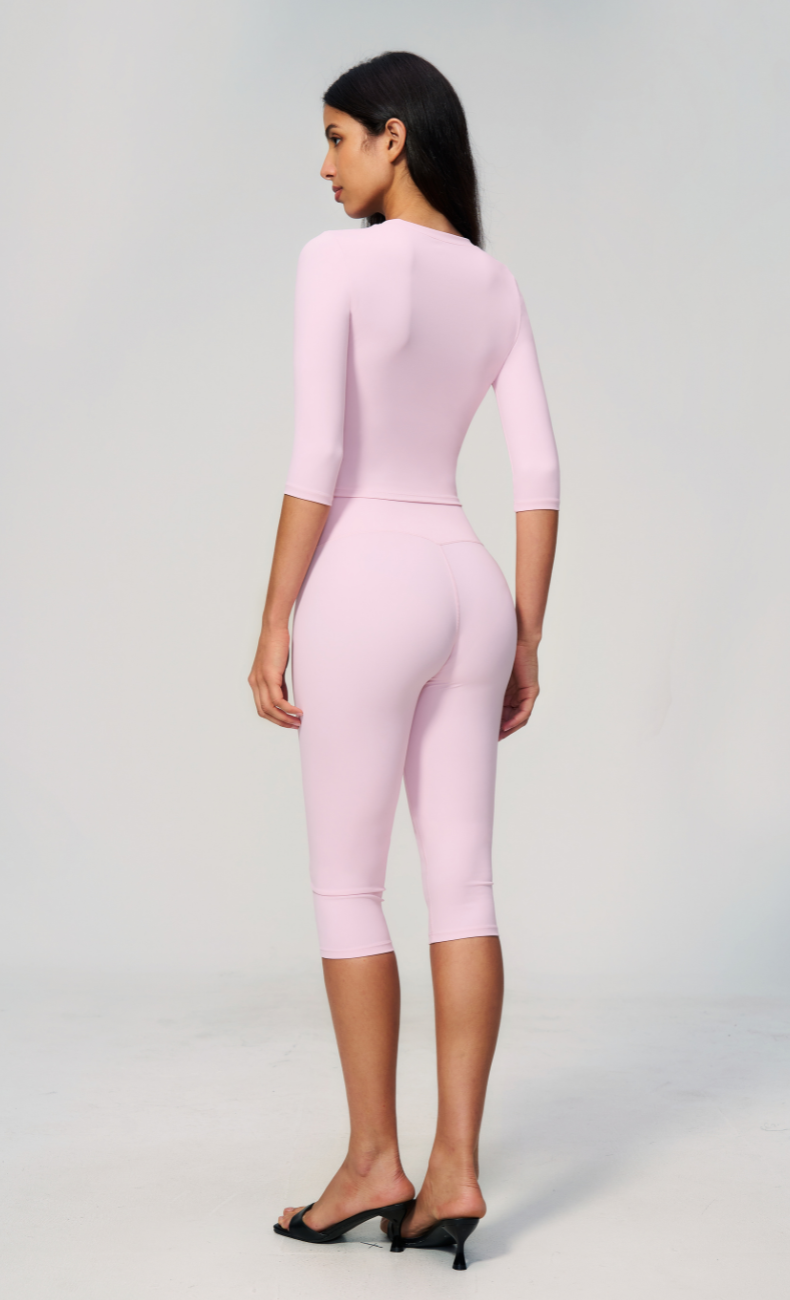 Alexandra 3/4 Sleeve High Waisted Capri Leggings Workout Set