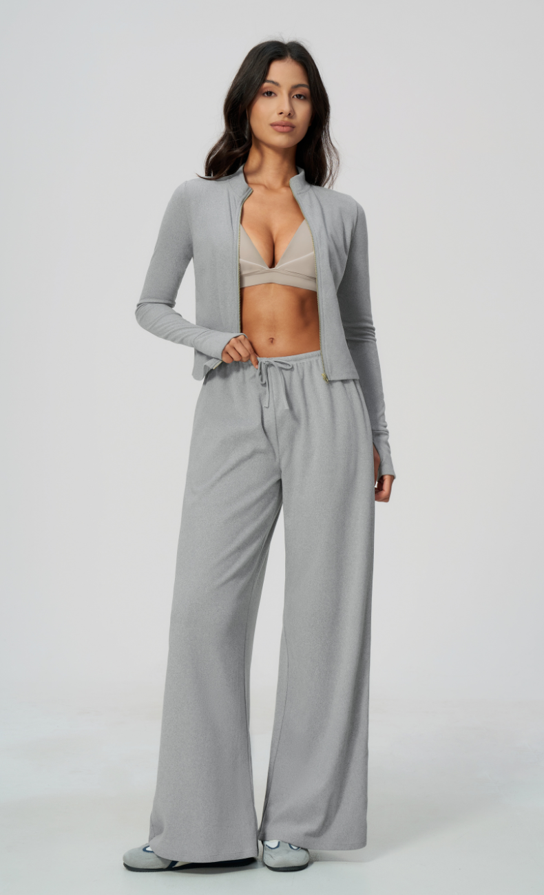 Tatiana Brushed Ribbed Wide Leg Lounge Pant