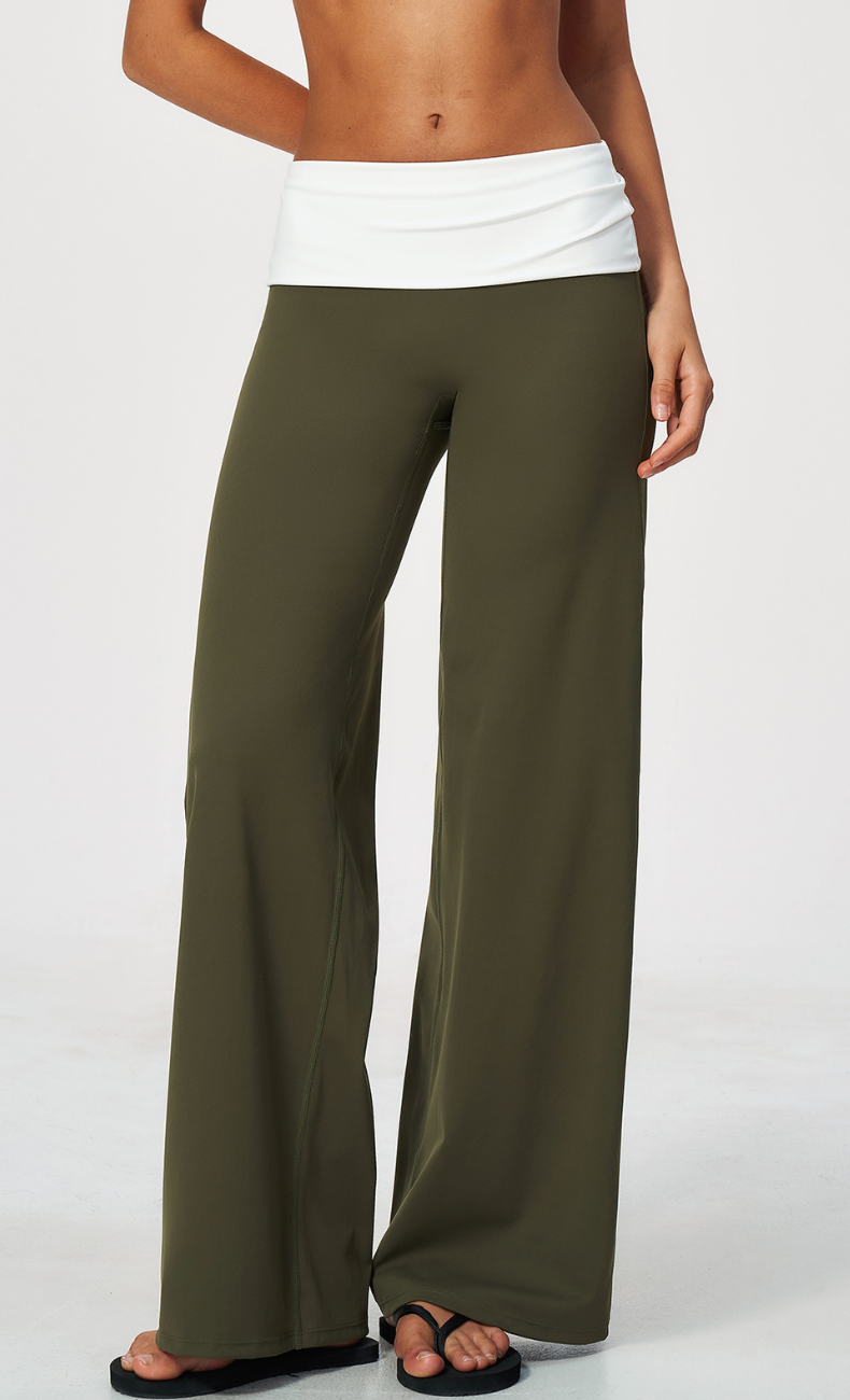 Mary Contrast Foldover Waist Wide Leg Pant