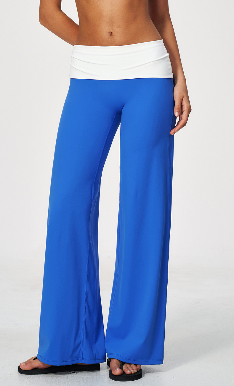 Mary Contrast Foldover Waist Wide Leg Pant