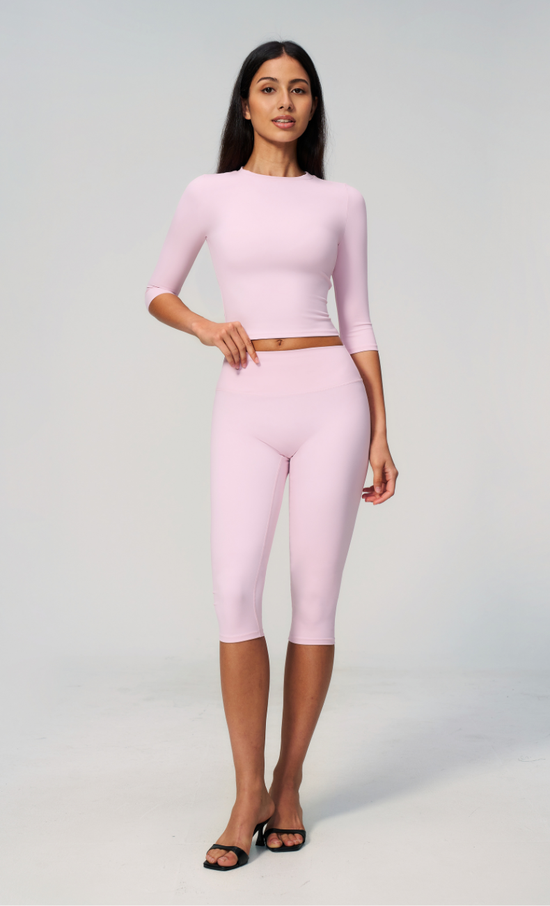 Alexandra 3/4 Sleeve High Waisted Capri Leggings Workout Set