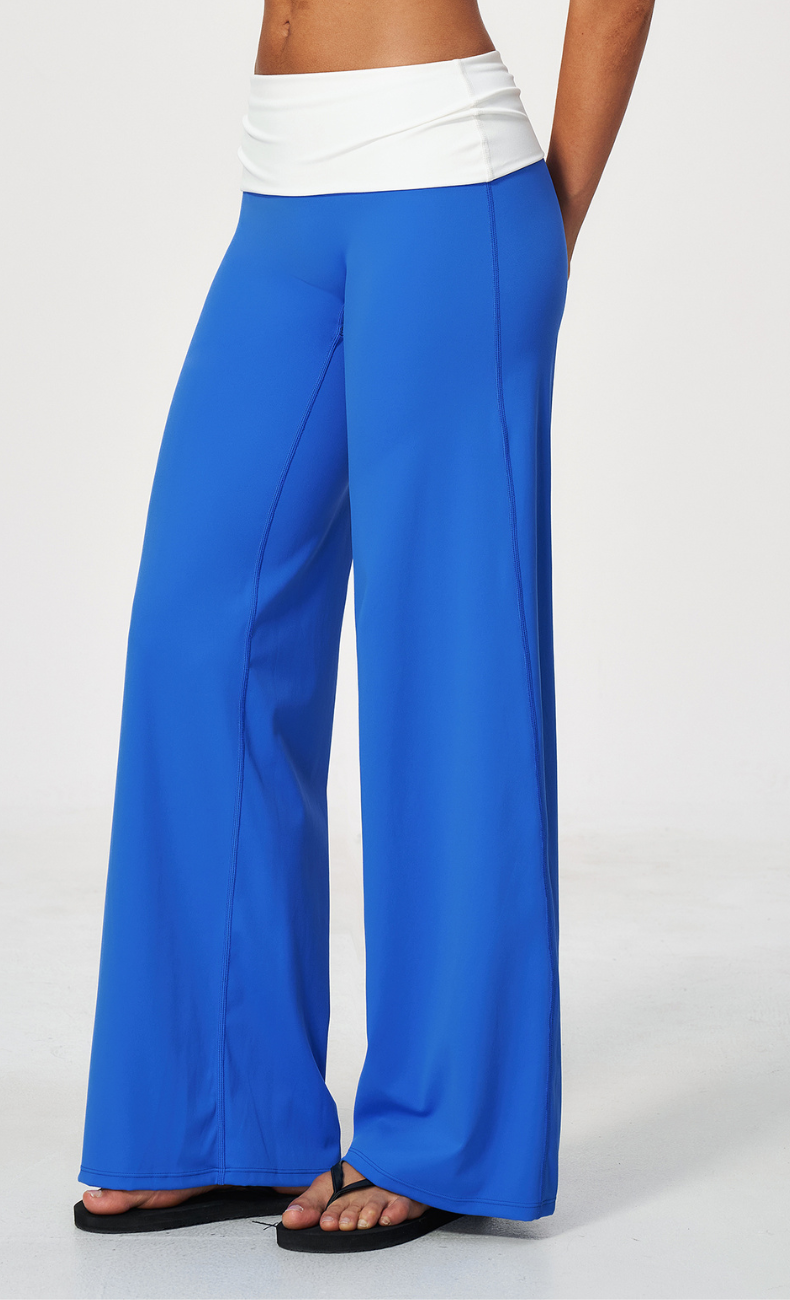 Mary Contrast Foldover Waist Wide Leg Pant