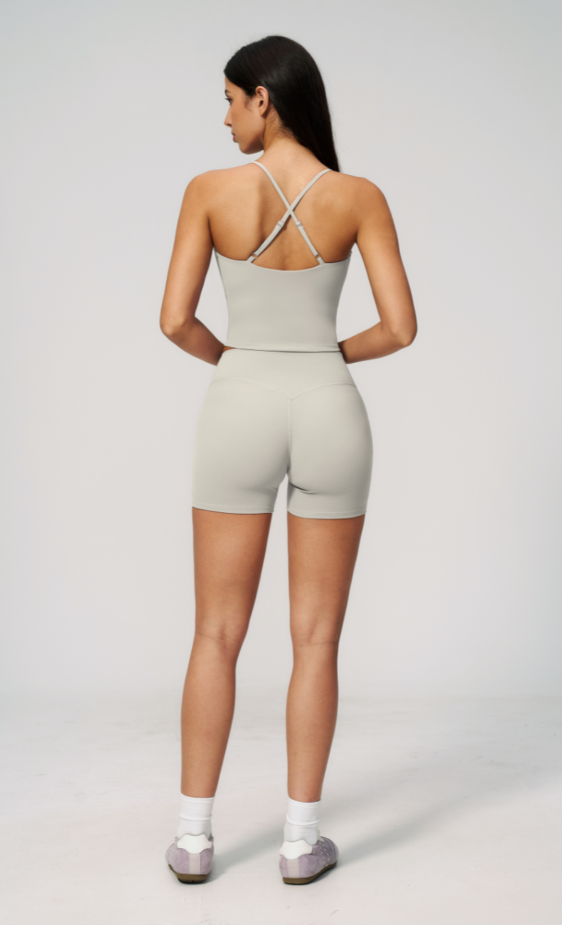 Leah V-Neck Cami High Waisted Shorts Workout Set
