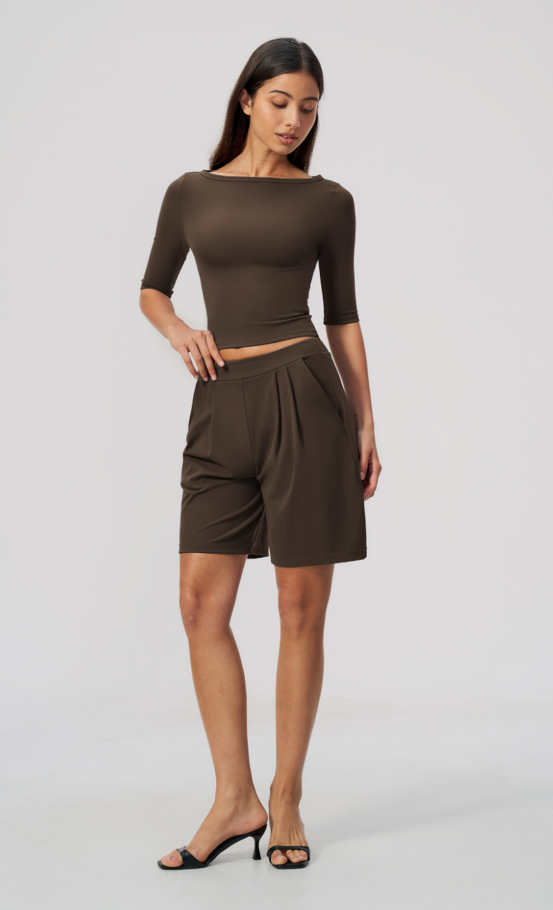 Taylor Boat Neck Pleated Shorts Set
