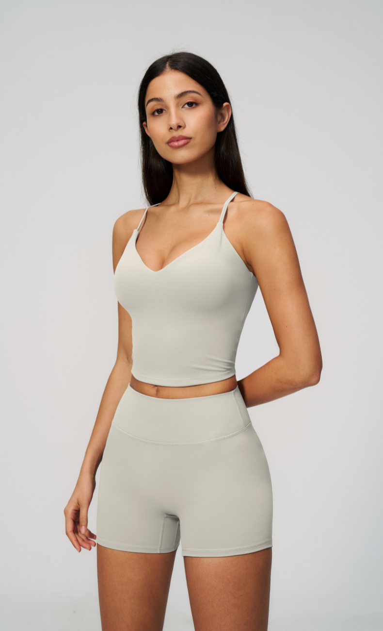 Leah V-Neck Cami High Waisted Shorts Workout Set