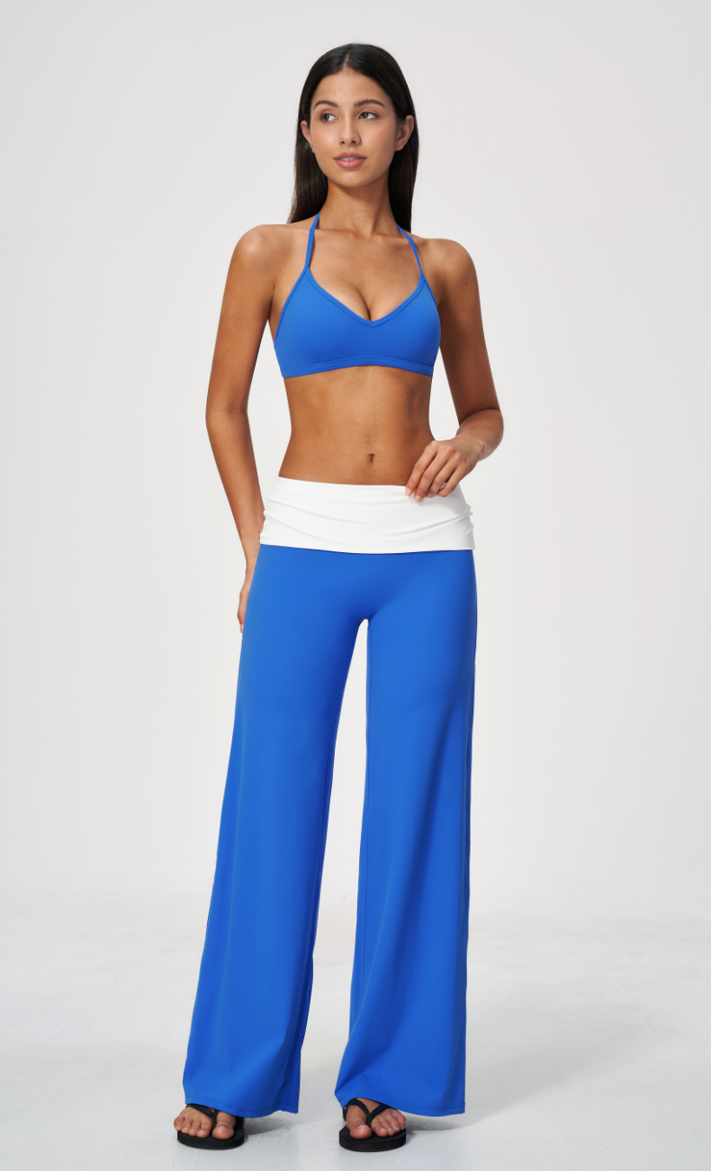 Mary Contrast Foldover Waist Wide Leg Pant